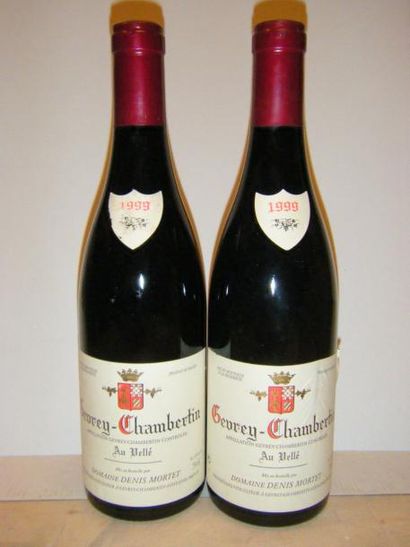 null 2 bouteilles GEVREY CHAMBERTIN "AU VELLE" - D. MORTET 1999 1 étiquette très...