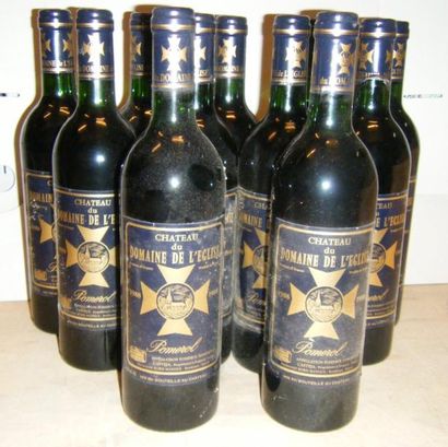 null 11 bouteilles DOMAINE DE L'EGLISE - POMEROL 1988 Caisse bois d'origine, niveaux...