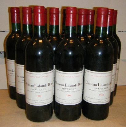 null 11 bouteilles LALANDE BORIE 1981 Etiquettes très légèrement tachées ; niveaux...