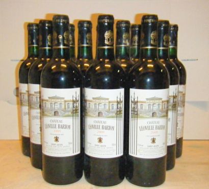 null 12 bouteilles LEOVILLE BARTON 2000 Caisse bois d'origine ; 6 étiquettes légèrement...