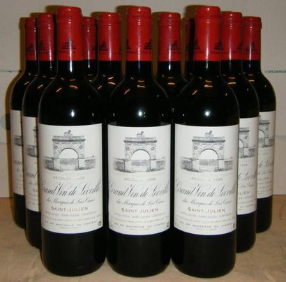 null 12 bouteilles LEOVILLE LAS CASES 1998 Caisse bois d'origine. Original wood ...