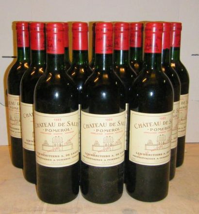 null 12 bouteilles CHÂTEAU DE SALES 1985 Caisse bois d'origine ; niveaux : 4 bas...