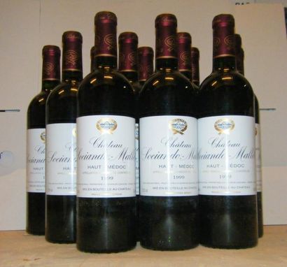 null 12 bouteilles SOCIANDO MALLET 1999 Caisse bois d'origine. Original wood cas...