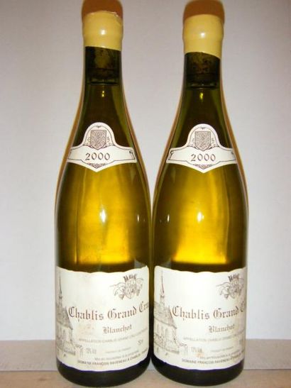 null 2 bouteilles CHABLIS "BLANCHOT" - RAVENEAU 2000 Etiquettes légèrement tachées...