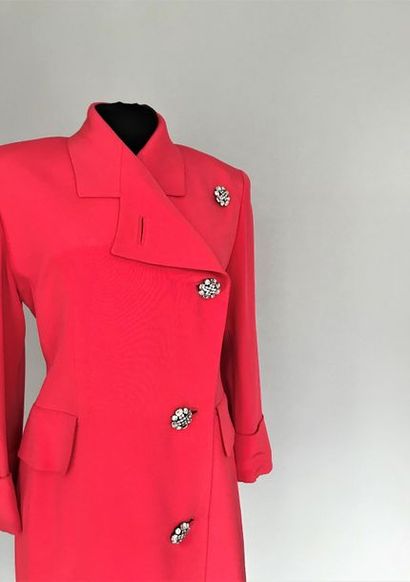 null MAX MARA 

Robe manteau en soie fuschia et boutons en strass - Taille 40