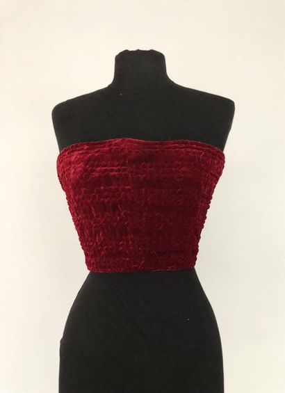 null LANVIN 

Bustier en velours floqué bordeaux - Taille 40