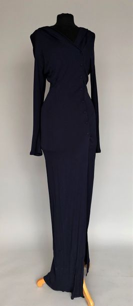 null THIERRY MUGLER 

Robe longue à capuche en viscose marine - Taille 36