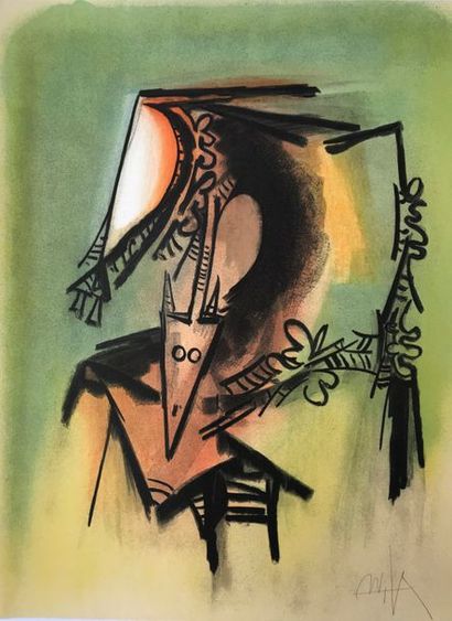 null Wilfredo LAM (1902-1982) 

Le masque 

Lithographie sur papier signée 

65 x...