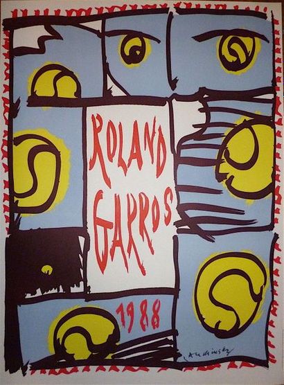 null ALECHINSKY Pierre (né en 1927) 

Affiche originale 1988 " Rolland Garros ",...