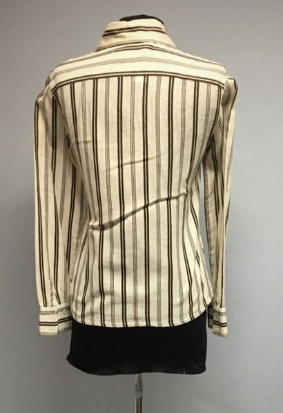 null CREATION PIERRE CARDIN 1970
Chemisier en coton beige rayé marron - Taille 38...