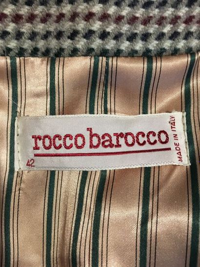 null ROCCO BAROCCO 

Veste longue en lainage à carreaux et parements de velours vert...