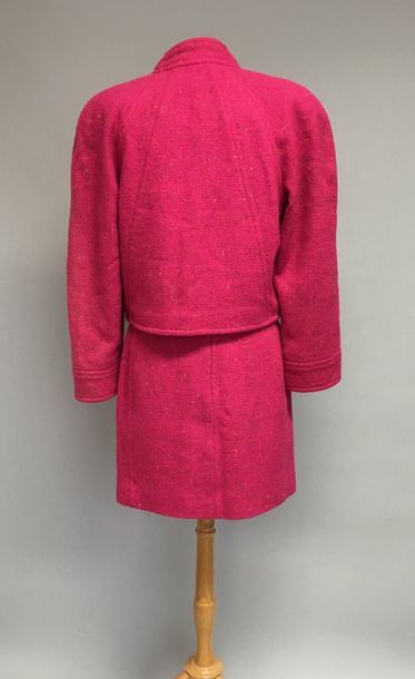 null COURREGES 

Tailleur à veste zippée en lainage fuschia chiné - Taille 40