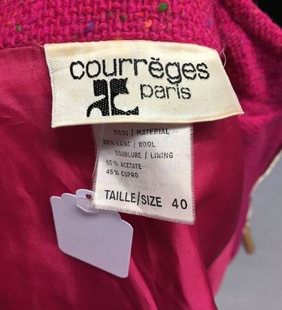 null COURREGES 

Tailleur à veste zippée en lainage fuschia chiné - Taille 40