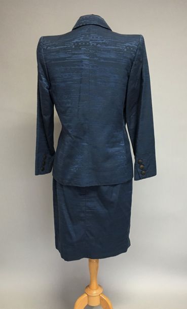 null YVES SAINT LAURENT Rive Gauche 

Tailleur en coton marbré bleu pétrole - Taille...