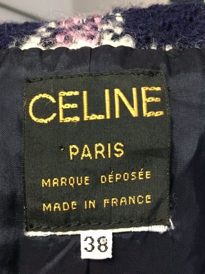 null CELINE Paris 

Veste courte en lainage rose et marine - Taille 38
