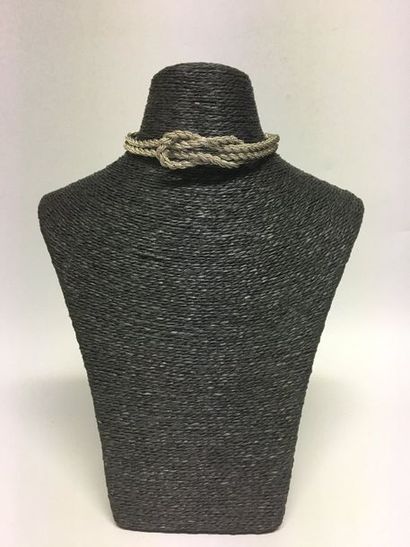 null Collier ras de cou cordelière à noeud marin en métal argenté - Largeur 12 c...