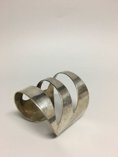 null Bracelet manchette en métal argenté ajouré - 7 x 6 cm