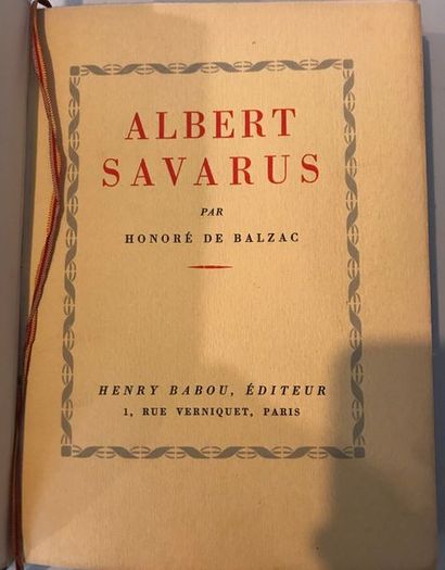 null Honoré de BALZAC : ALBERT SAVARUS Scène de vie privée - Paris Henry Babou 1927...