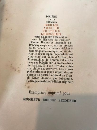 null Francis CARCO On Ferme- illustré de lithographies de Maurice Berdon pour Les...