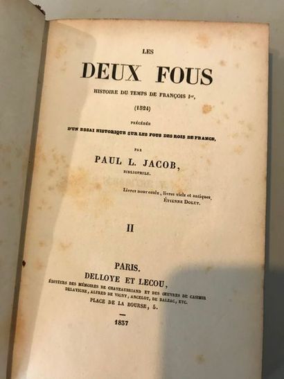 null Paul L. JACOB
Les deux fous - Paris Delloye et Lecou 1837 - 2 volumes illustrés...