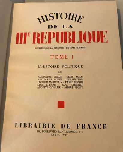 null Jean HERITIER
HISTOIRE DE LA III ème REPUBLIQUE - Librairie de France - 2 volumes...