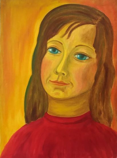 null Sophie Danielle RUBINSTAIN (1922-2018) 

Portrait de jeune fille au pull rouge...