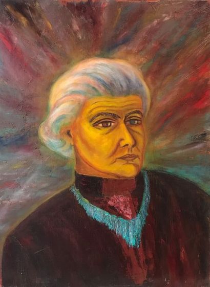 null Sophie Danielle RUBINSTAIN (1922-2018)
Portrait de femme au col bleu
Huile sur...