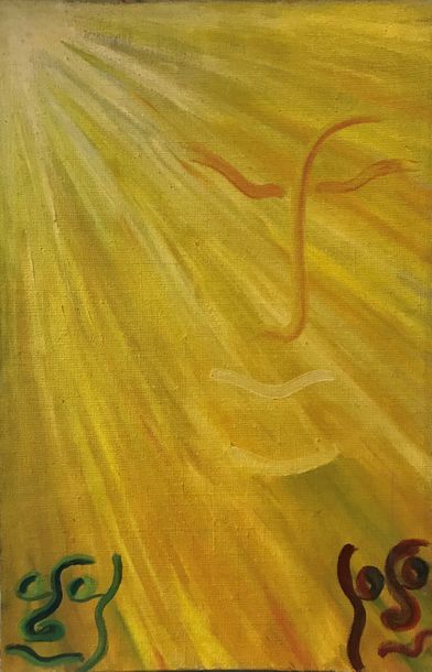 null Sophie Danielle RUBINSTAIN (1922-2018) 

Esquisses sur fond jaune 

Huile sur...