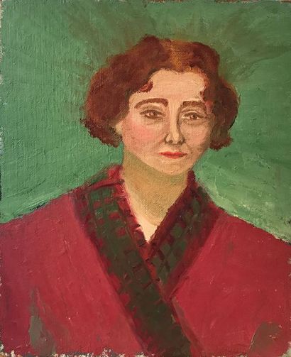 null Sophie Danielle RUBINSTAIN (1922-2018) 

Portrait de femme au manteau rouge...