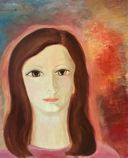 null Sophie Danielle RUBINSTAIN (1922-2018) 

Portrait de jeune fille rousse 

Huile...