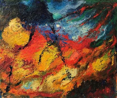 null Sophie Danielle RUBINSTAIN (1922-2018) 

Mer en feu 

Huile sur toile 

54 x...