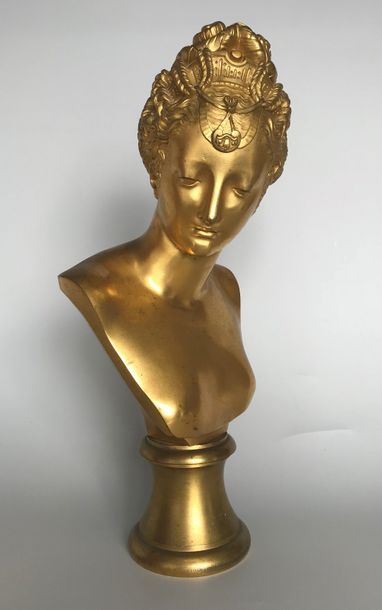 null D'après Jean GOUJON 

Buste de Diane de Poitiers bronze doré - fondeur DULAC...