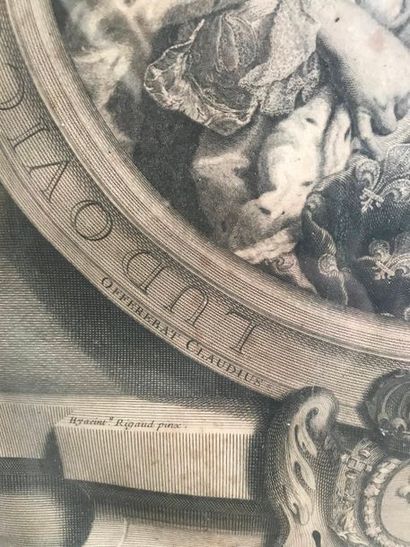  Deux gravures anciennes encadrées. L'une représentant Louis XV enfant d'après Hyacinthe...
