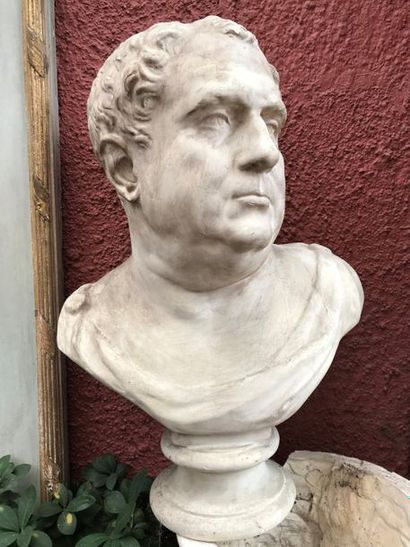 null D'après l'Antique
Suite de 4 bustes en plâtre d'Empereurs romains sur piedouches...