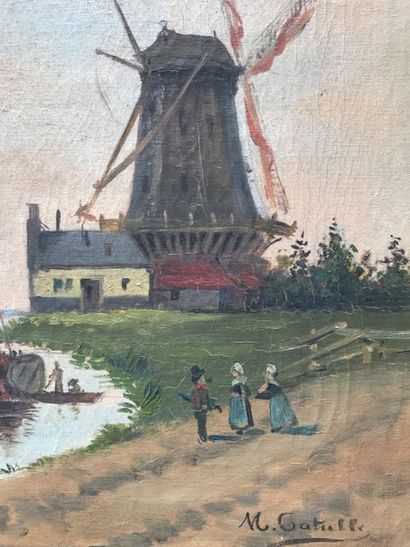 null M.CATULLE (Ecole de la fin du XIXème siècle) 

Moulin en Hollande 

Huile sur...