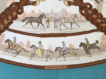 null HERMES Paris " Allures du cheval I " par Philippe Ledoux - Carré en soie marron,...