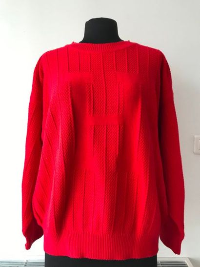 null HERMES Paris Made in France
Pull en coton tricoté rouge - Taille L (Bon état...