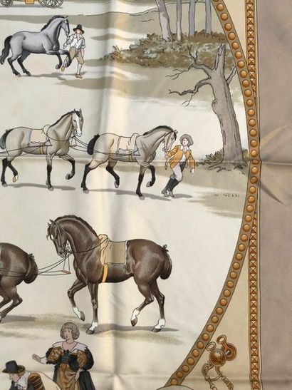 null HERMES Paris " Présentation de chevaux " par Philippe Ledoux - Carré en soie...