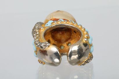 null Marcel BOUCHER 

Bague serpent en métal doré perles de verre turquoise strass...
