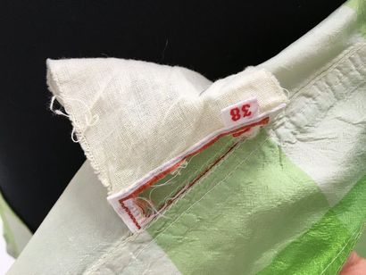 null Large blouse en soie à carreaux verts et blancs - taille 44 (manque la grif...