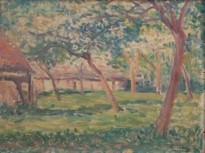 Maximilien LUCE (1858-1941) Maisons sous les arbres en Normandie, Saint Laurent en...