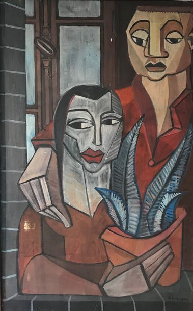 null GEVAUDAN (Travail seconde moitié du XXème siècle) 

Le couple 1950 

Huile sur...