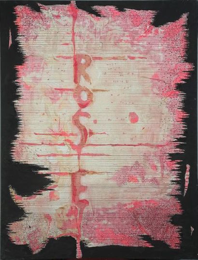 null Bernard QUENTIN (né en 1923) 

Rose 1987 

Acrylique et fibre textile sur toile,...