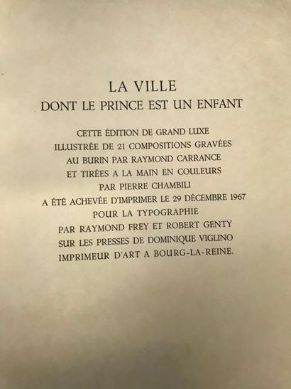 null Henry DE MONTHERLANT (1895-1972)
La ville dont le Prince est un enfant illustré...