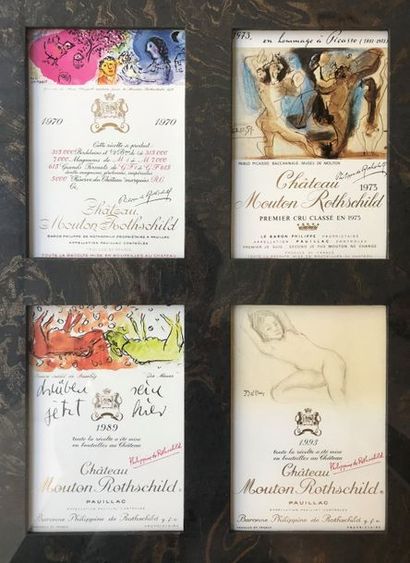 null Cadre avec 6 étiquettes Mouton Rothschild illustrées (Années 1945-1970-1973-1982-1989-1993)
39,5...