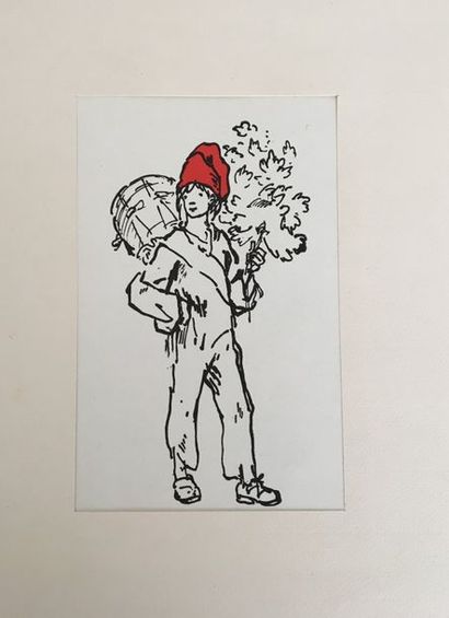 null Bernard NAUDIN (1876-1946) Lot de 4 gravures : Geppetto -L' arrestation-Le petit...