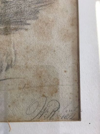 null Ecole XIX° Les béliers dessin au fusain signé et daté 1892 (?) en bas à droite...
