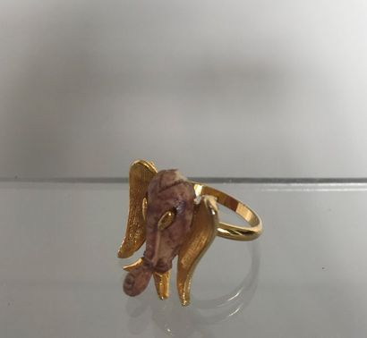 null RAZZA 

Bague en métal doré à motif tête d'éléphant en résine violine - TDD...