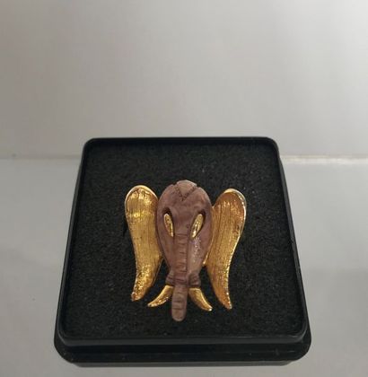 null RAZZA 

Bague en métal doré à motif tête d'éléphant en résine violine - TDD...