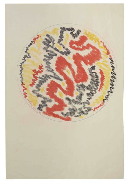 JEAN COCTEAU (1889-1963) Abstrait trois dessins en couleurs Dim. : 53 x 36 cm Dessins correspond...